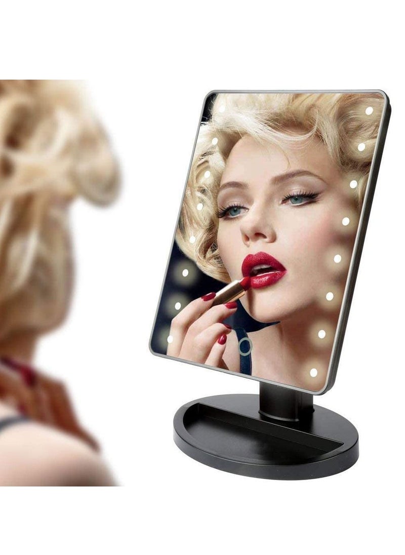 Arabest - Makeup Mirror with Lights, Lighted Vanity Makeup Mirror with Color Setting, 360 Degree Adjustable Rotation Travel Light up Mirror (Black) - Image 1
