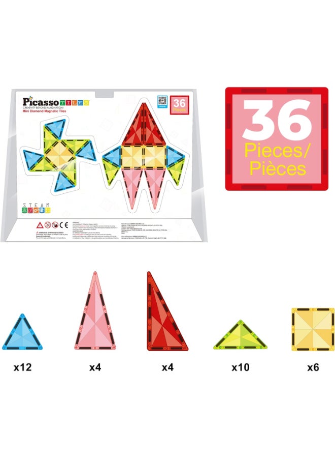 PicassoTiles Picasso Magnetic Mini Diamond Building Set 36-pieces - Image 3