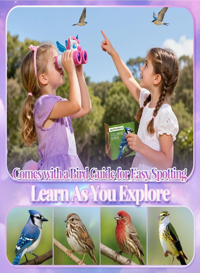 Tqeieu Unicorn Toys for Girls Age 3-12,Cute Heart & Wings Design Kids Binoculars with Bird Watching Manual,Toddler Toys,Kids Stocking Stuffers,3 4 5 6 7 8 9 10 11 12 Year Old Girl Christmas Birthday Gifts - Image 3
