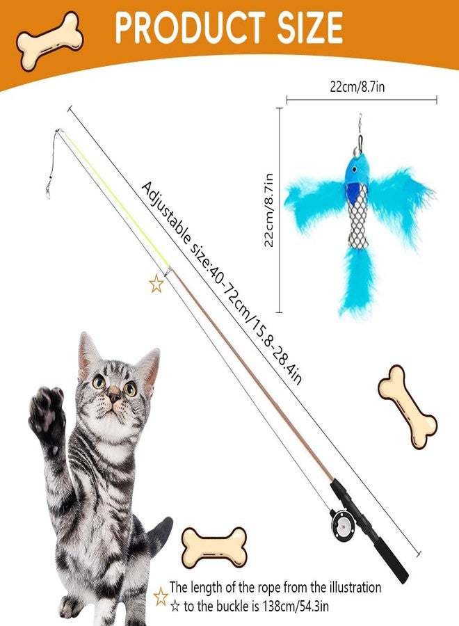 Qpets® Cat Wand Toys, Retractable Interactive Cat Feather Teaser with Realistic Fish, Telescopic Rod Fun Indoor Outdoor for Active Play & Exercise - Image 2