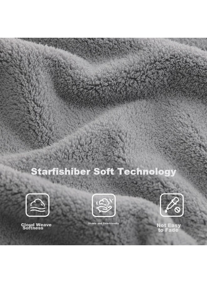 سانلي Sanli Cloud Soft Antibacterial Towels, 2 قطعة، ماصة، خالية من الوبر، للرجال والنساء، للوجه والاستحمام، مناشف وجه عالية الجودة، Gray/coffee - Image 3