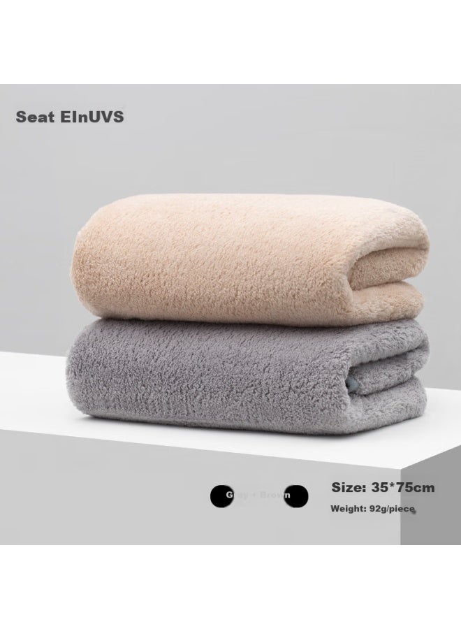 سانلي Sanli Cloud Soft Antibacterial Towels, 2 قطعة، ماصة، خالية من الوبر، للرجال والنساء، للوجه والاستحمام، مناشف وجه عالية الجودة، Gray/coffee - Image 1