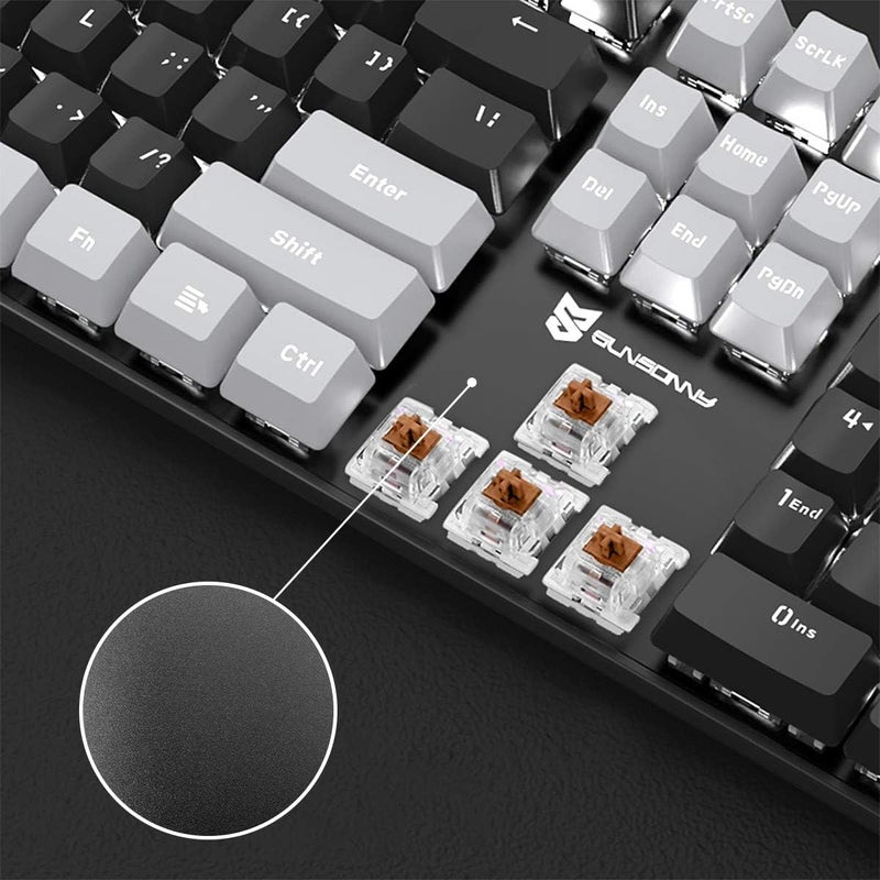 Merdia Mechanical Gaming Keyboard | Hot Swappable | White Backlit with Brown Switches and 104 Keys | Wired Gaming Keyboard - Image 2