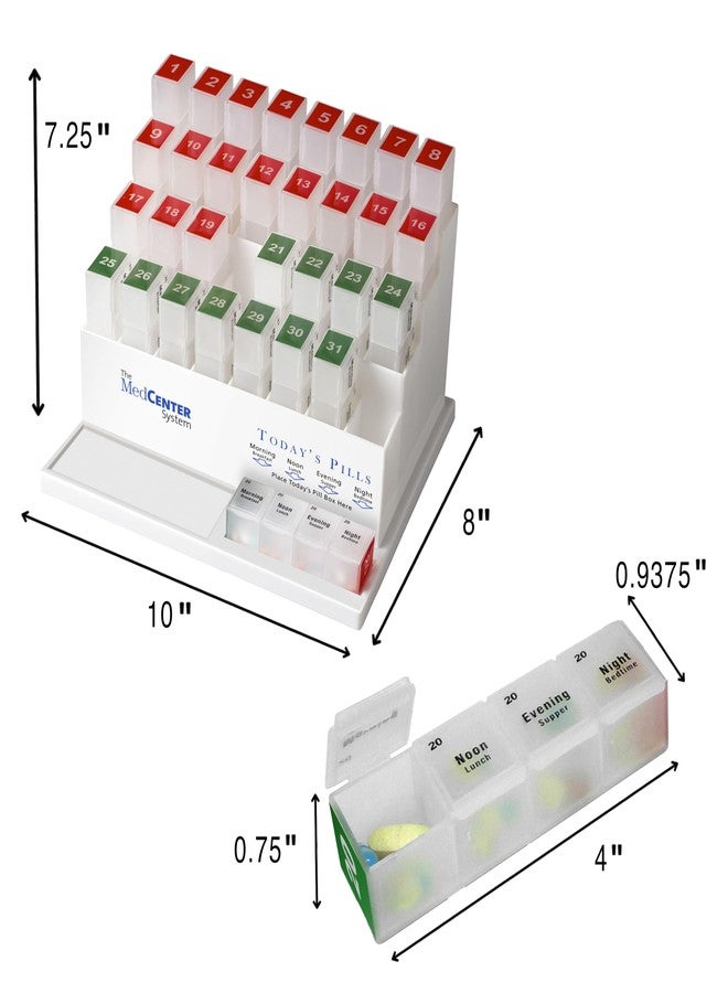 Medcenter Monthly Pill Box Organizer, 4 Times a Day, Large 31 Daily Pill Cases with Compartments for Vitamins, Supplements, Medication, 31 Day Pill Organizer - Image 2
