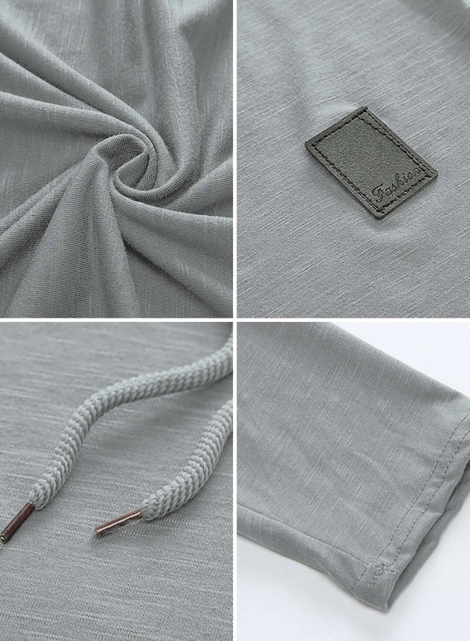 Lexiart Mens Fashion Athletic Hoodies Sport Sweatshirt Solid Color Fleece Pullover, Light Grey, M - Image 5