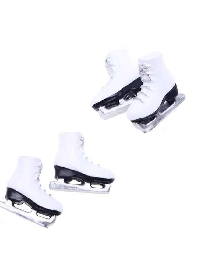 Miniature Resin Dollhouse Ice Skates Replica Realistic White Black Figure Skating Shoes Laces Curved Blade Model for Doll Accessories Mini Ski Scene Diorama Props Christmas Decorations - Image 5