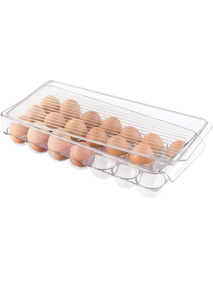 MOOZICO MOOZICO Acrylic Unbreakable Egg Storage Box Clear Stackable Egg Dispenser Plastic Bins for Fridge Organizers and Storage Basket With Carry Holder for Kitchen Storage and organization 18 egg  - Image 1