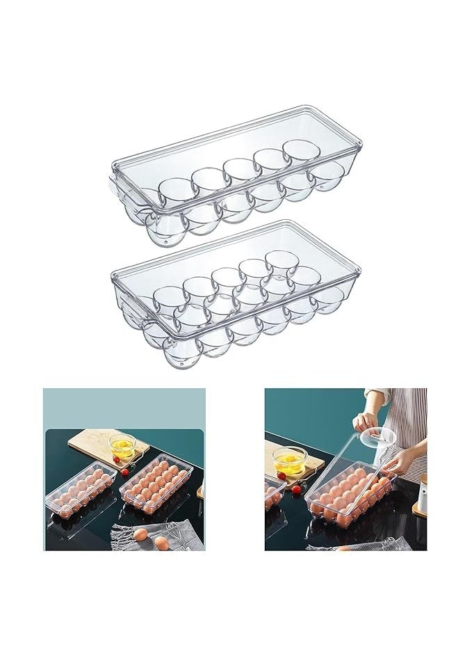 MOOZICO MOOZICO Acrylic Unbreakable Egg Storage Box Clear Stackable Egg Dispenser Plastic Bins for Fridge Organizers and Storage Basket With Carry Holder for Kitchen Storage and organization 18 egg  - Image 2