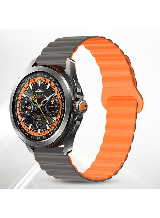 For Xiaomi Watch WatchS4 Sport Strap Color Magnetic S3 Loop S2 Silicone S1Pro Wristband-Color:Magnetic Return Ring Buckle Silicone-[grey With Orange]-applicable: Xiaomi Watch S4 Sport  - Image 1