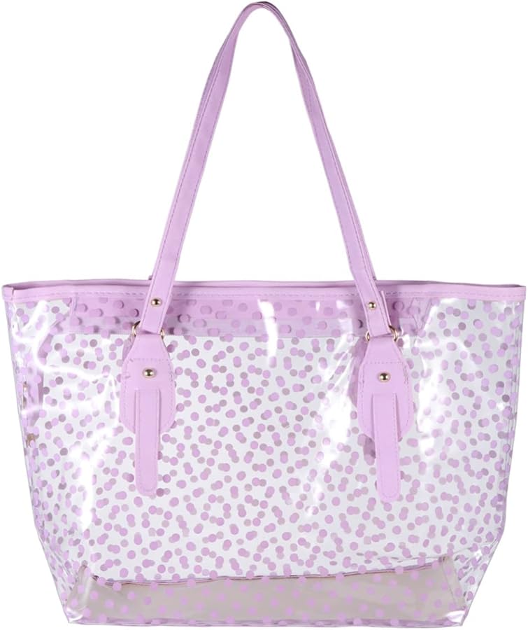 Polka Dot PVC Travel Tote Bag Women Waterproof Beach Handbag Toiletry Carryall - Image 1