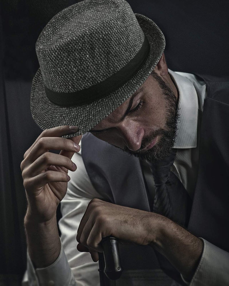 FALETO Unisex Classic 20s Trilby Fedora Hat with Band Casual Jazz Cap Manhattan Dark Grey - Image 2