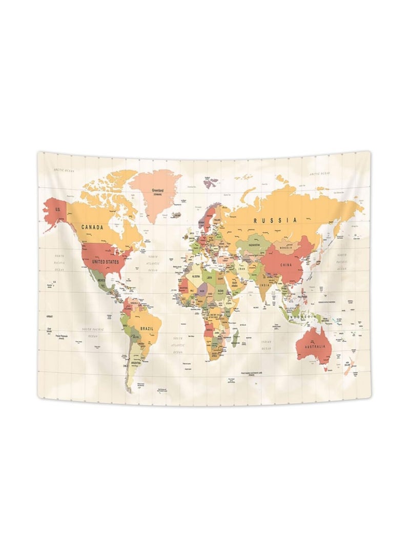 World Map Tapestry, World Vintage Topographic Map Educational Tapestry Poster College Dorm Room Wall Art, 60X50 inch - Image 1