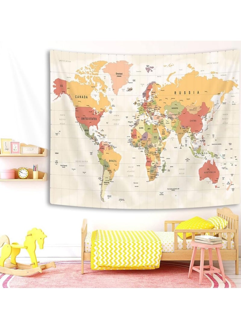 World Map Tapestry, World Vintage Topographic Map Educational Tapestry Poster College Dorm Room Wall Art, 60X50 inch - Image 4