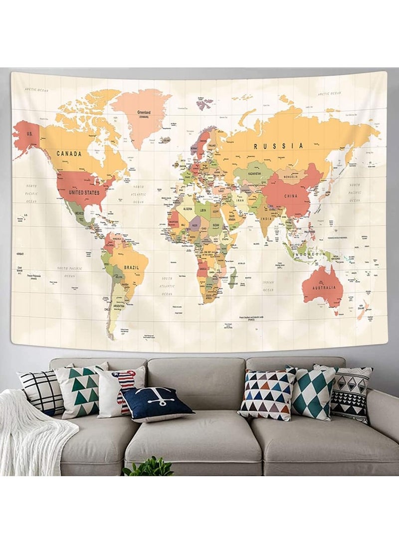 World Map Tapestry, World Vintage Topographic Map Educational Tapestry Poster College Dorm Room Wall Art, 60X50 inch - Image 3