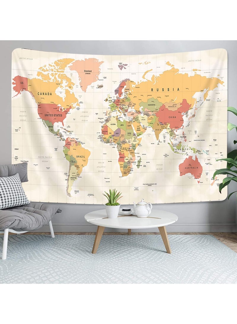 World Map Tapestry, World Vintage Topographic Map Educational Tapestry Poster College Dorm Room Wall Art, 60X50 inch - Image 2