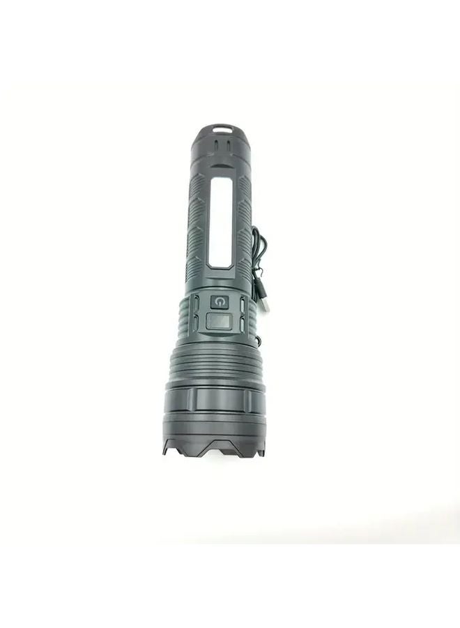 Ab Black Type C Rechargeable Ultra Bright Flashlight Adjustable Focus High Power Side Light Dual LED Beams Portable For Camping Hiking Emergency - Image 1