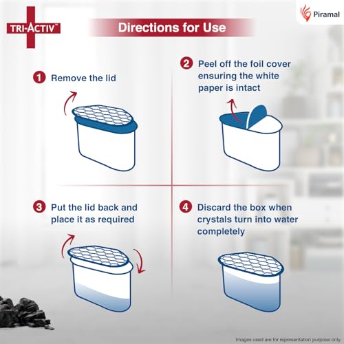 Tri-Activ Moisture Absorbers | Dehumidifier For Wardrobe, Closet, Shoe Rack | Absorption Capacity upto 600ml Each (Charcoal, Pack of 6) - Image 5