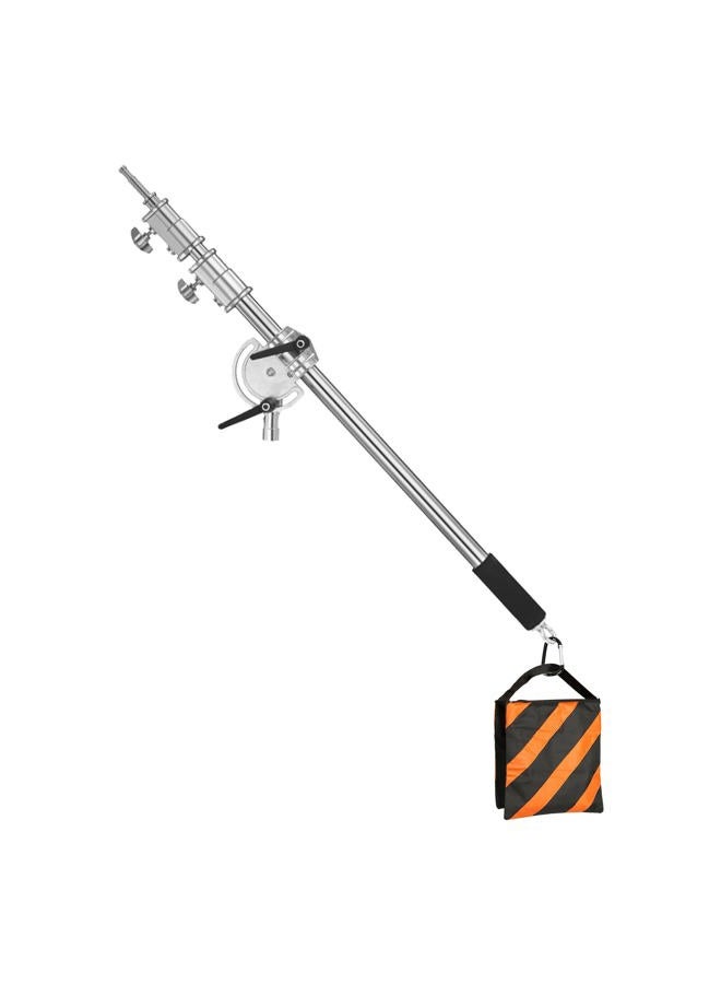 SUPON Stainless Steel Extension Boom Arm for Light Stand and C Stand, 3.6ft to 8.2ft Adjustable Crossbar Holding Arm, Universal Baby Pin Adapter with Sandbag for Studio Monolight Softbox Reflector - Image 3