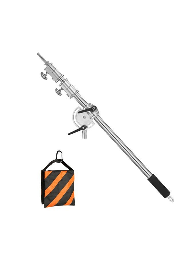 SUPON Stainless Steel Extension Boom Arm for Light Stand and C Stand, 3.6ft to 8.2ft Adjustable Crossbar Holding Arm, Universal Baby Pin Adapter with Sandbag for Studio Monolight Softbox Reflector - Image 2
