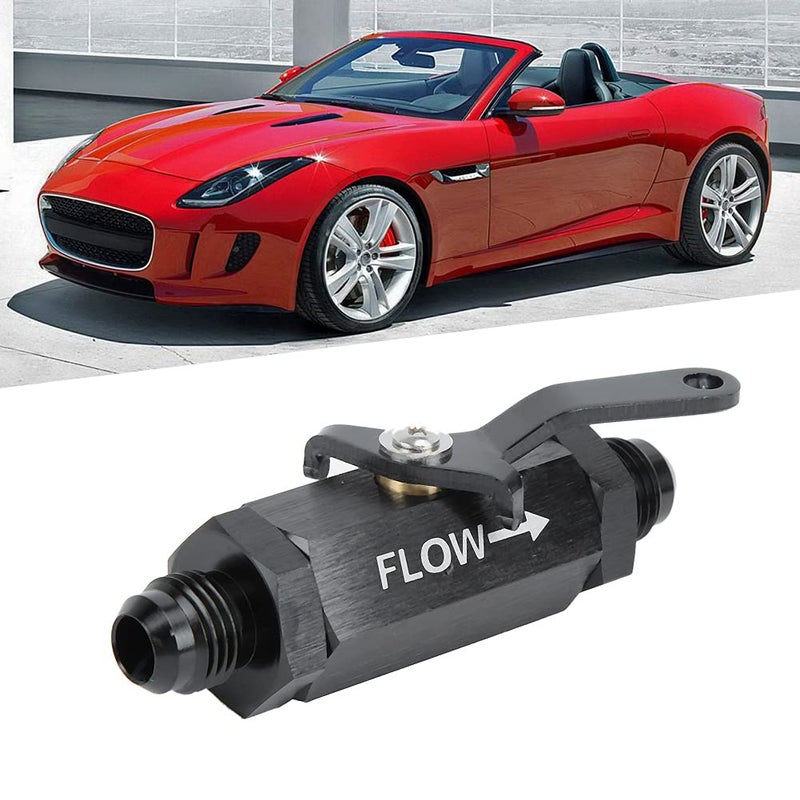 Black CNC Y972 6AN Fuel Shut Off Valve High Precision Anodized Aluminum Alloy Prevents Gasoline Backflow - Image 4