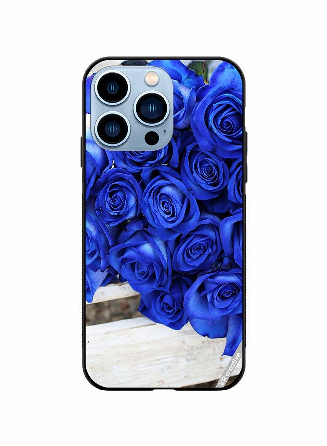 VR CREATIVE Protective Case Cover For Apple iPhone 13 Pro Blue Flower Design Multicolour - Image 1