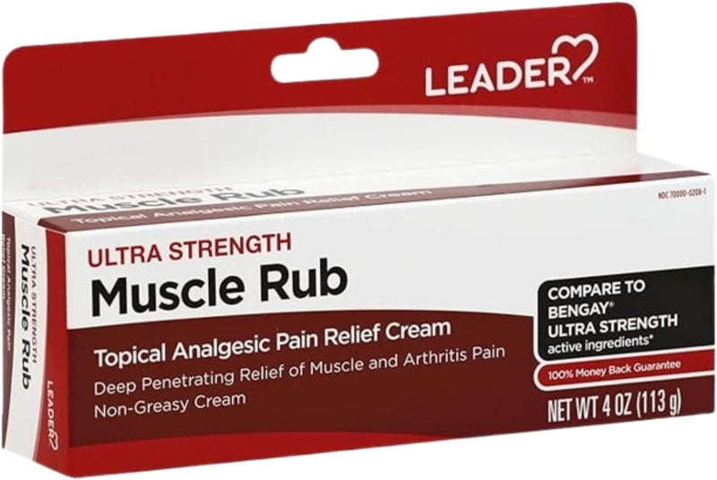 Leader Leader Muscle Rub - Fast-Acting, Deep Penetrating Relief for Sore Muscles, Non-Greasy Formula Topical Analgesic, Camphor, Menthol & Methyl Salicylate