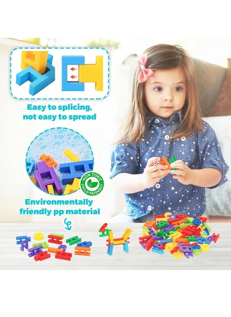 DIY Plastic 3D Building Blocks - 216 Piece STEM Educational Toys for Kids Ages 3+ - H-Shaped Interlocking Fat Brain Game Themed Construction Engineering Set  - Image 3