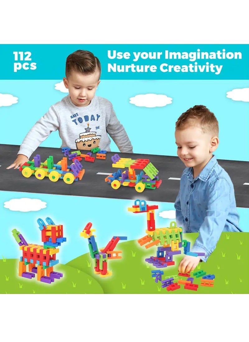 DIY Plastic 3D Building Blocks - 216 Piece STEM Educational Toys for Kids Ages 3+ - H-Shaped Interlocking Fat Brain Game Themed Construction Engineering Set  - Image 5