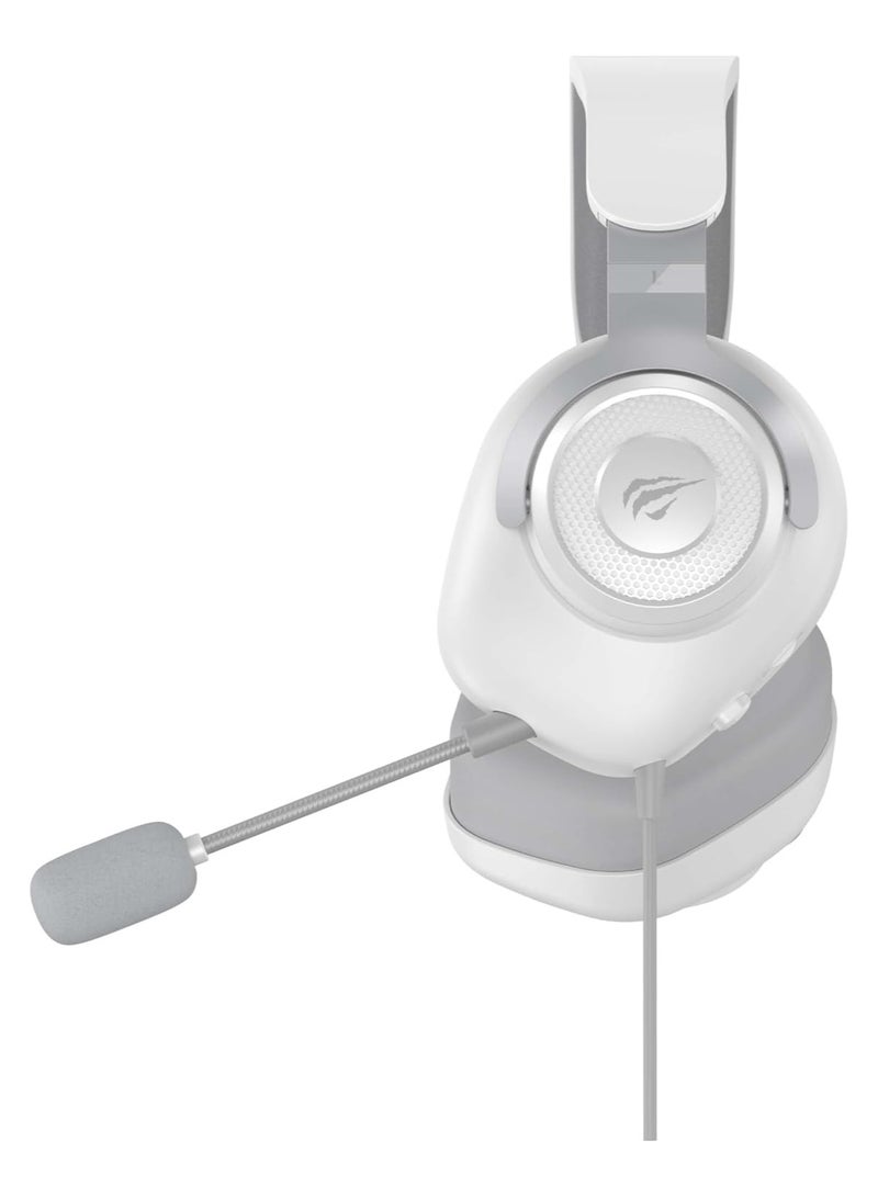 هافيت Gaming Headset , Model H2230U White , Over Ear Wired ( 7.1 USB - 3.5 Port) , cable High Magnetic 50mm Speaker Mnidirectional Microphone  for PC, Laptop, PS4, Xbox, Switch - Image 2