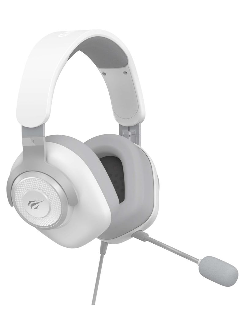 هافيت Gaming Headset , Model H2230U White , Over Ear Wired ( 7.1 USB - 3.5 Port) , cable High Magnetic 50mm Speaker Mnidirectional Microphone  for PC, Laptop, PS4, Xbox, Switch - Image 4