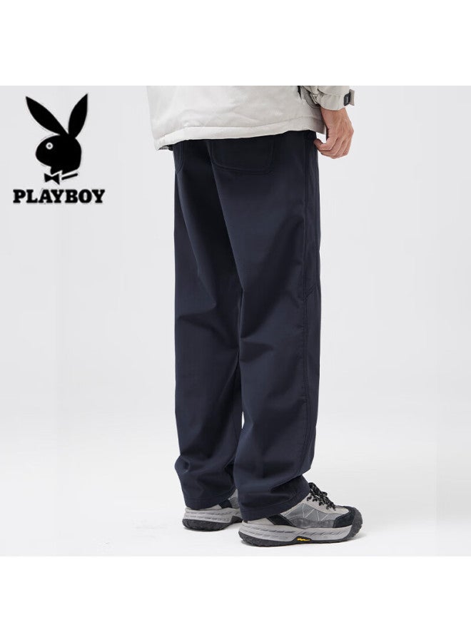 Playboy Men's Casual Pants Autumn Winter New Outdoor Three-resistant Softshell Loose Straight-leg Plus Size Fleece-lined Pants - Image 2