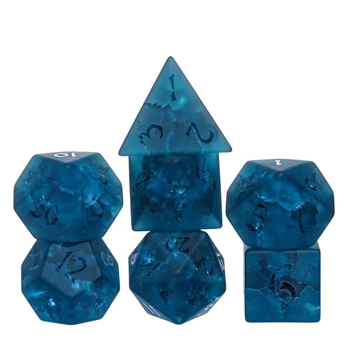 UDIXI Blue Cracked Glass DND Dice Set 7 Piece Glass Polyhedral Dice Set DD for Role Playing Game and Tabletop Game - Image 5