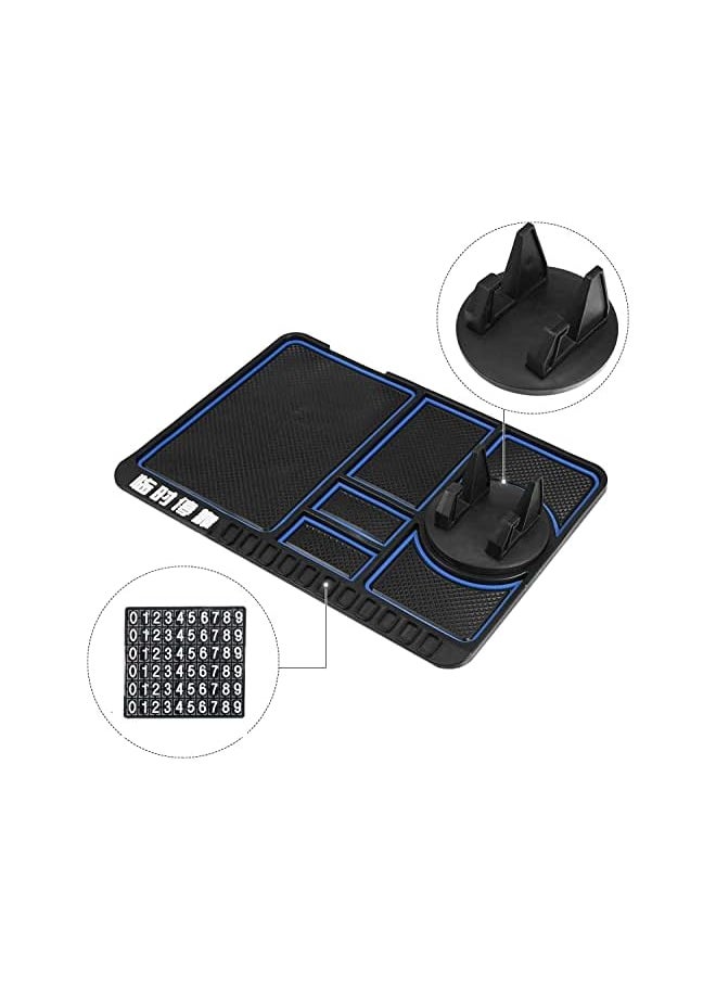 Car Silicone Dash Pad Mat, Universal Dashboard & Desktop Holder Multipurpose Anti-Slip Mat For Car Dashboard Silicone Mobile Phone Holder Multifunction Instrument Panel Storage Pad - Blue
