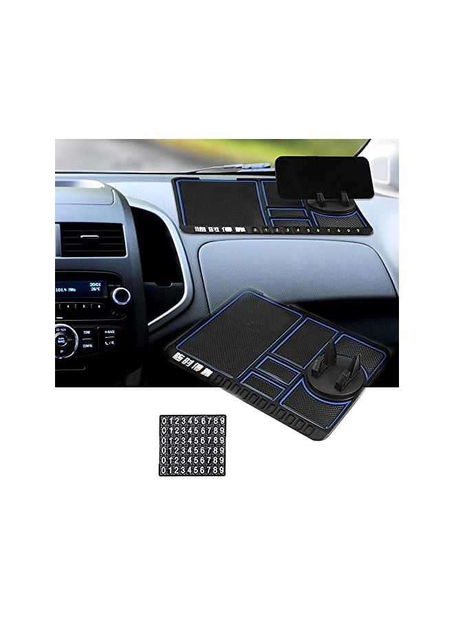 Car Silicone Dash Pad Mat, Universal Dashboard & Desktop Holder Multipurpose Anti-Slip Mat For Car Dashboard Silicone Mobile Phone Holder Multifunction Instrument Panel Storage Pad - Blue