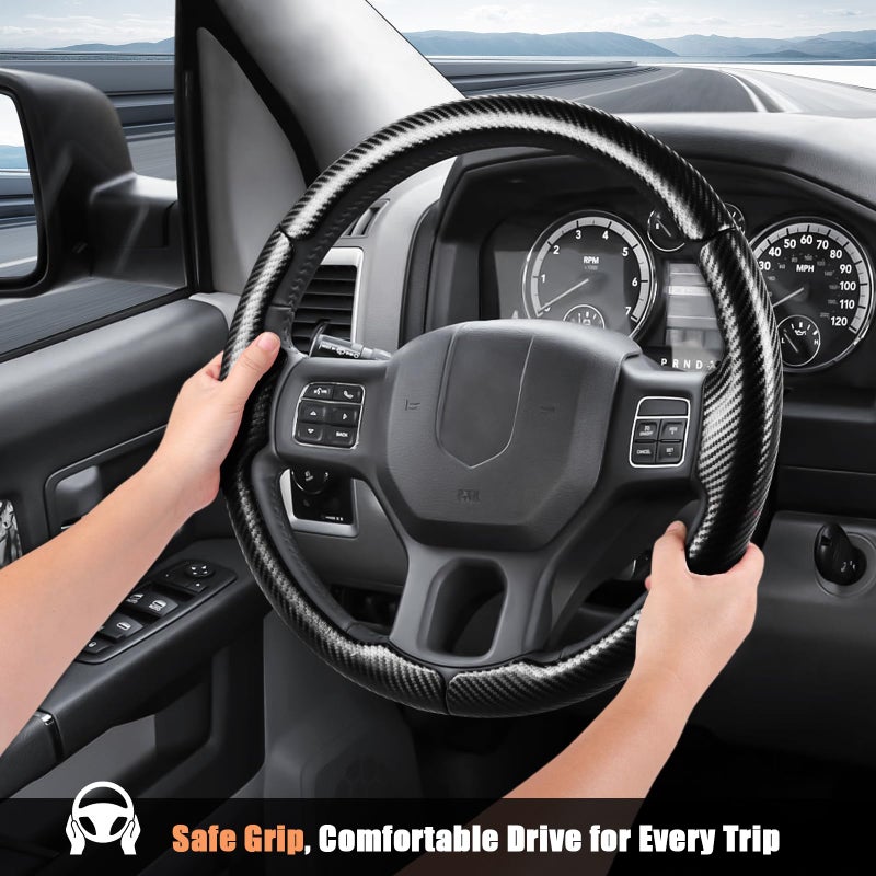 Aimato Customized Steering Wheel Cover for Dodge RAM 1500 2012-2018,RAM 1500 Classic 2019-2023,RAM 2500/3500/4500/5500 2012-2018 Thin,Anti-Slip,Scratch-Resistant Exclusive Car Accessory for RAM - Image 5