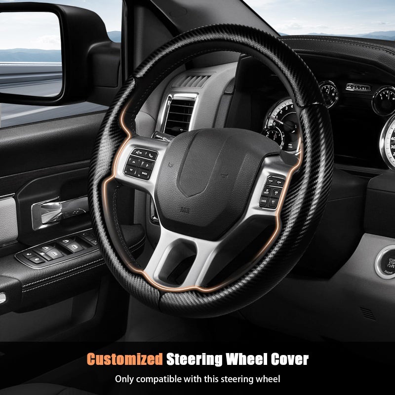 Aimato Customized Steering Wheel Cover for Dodge RAM 1500 2012-2018,RAM 1500 Classic 2019-2023,RAM 2500/3500/4500/5500 2012-2018 Thin,Anti-Slip,Scratch-Resistant Exclusive Car Accessory for RAM - Image 2