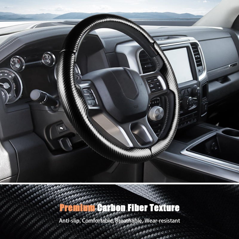 Aimato Customized Steering Wheel Cover for Dodge RAM 1500 2012-2018,RAM 1500 Classic 2019-2023,RAM 2500/3500/4500/5500 2012-2018 Thin,Anti-Slip,Scratch-Resistant Exclusive Car Accessory for RAM - Image 3