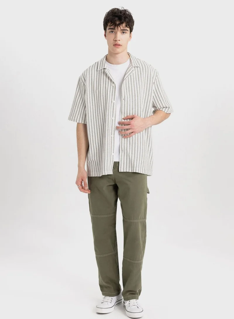 DeFacto  Relax Fit Striped Short Sleeve Shirt for Men | Best Price UAE