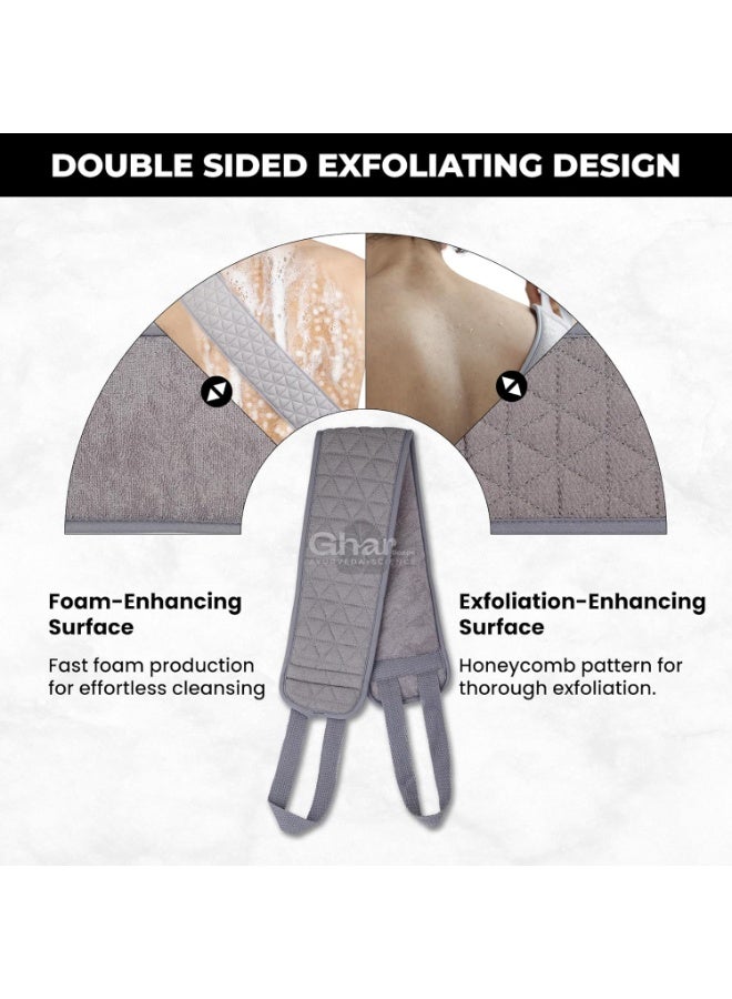 Ghar Soaps Exfoliating Back Scrubber For Dead Skin Body, Black | Loofah for Women & Men | Gentle On Skin | Easy To Use | Back Scrubber | All Dead Skin Cells, Blackheads, Impurities, Sustainable - Image 4