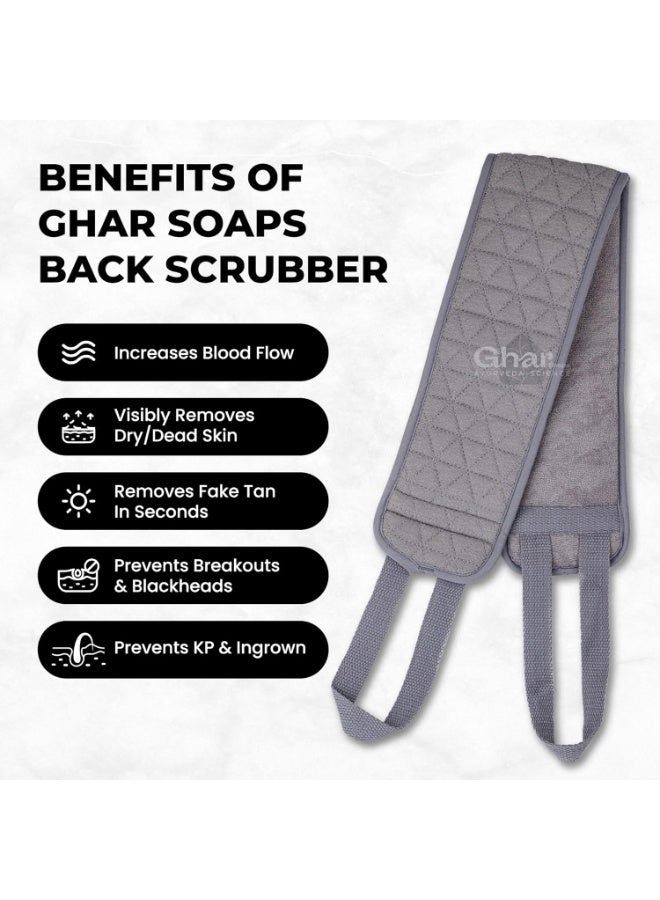 Ghar Soaps Exfoliating Back Scrubber For Dead Skin Body, Black | Loofah for Women & Men | Gentle On Skin | Easy To Use | Back Scrubber | All Dead Skin Cells, Blackheads, Impurities, Sustainable - Image 3