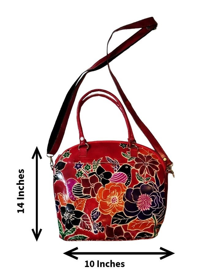 CLASSIQUE Shantiniketan Handbag with Detachable Sling (14 × 10 Inches) Big D Batua | (Red) - Image 2