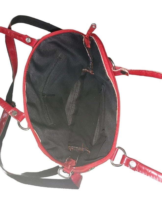 CLASSIQUE Shantiniketan Handbag with Detachable Sling (14 × 10 Inches) Big D Batua | (Red) - Image 5
