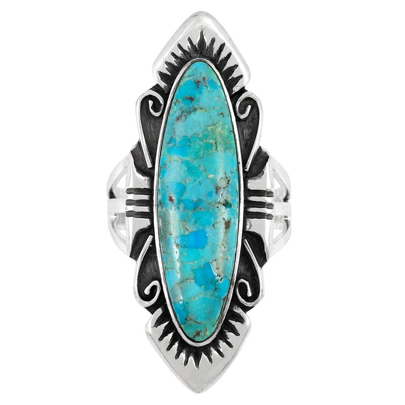 Turquoise Network Turquoise Ring Sterling Silver 925 Genuine Gemstones Size 6 to 11 (Turquoise) (10) - Image 5
