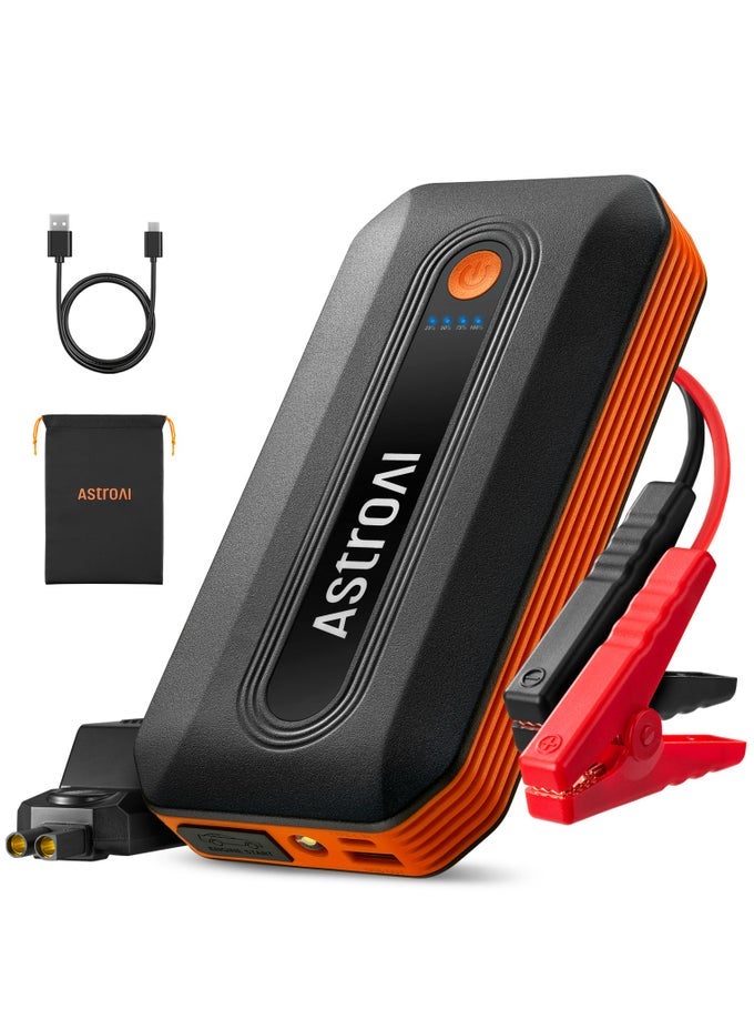 B8 2000A Car Battery Jump Starter, 12V Jump Starter Battery Pack (Up To 9.0L Gasoline And 7.0L Diesel Engine), Portable Jump Box With 3 Modes Flashlight And Jumper Cable