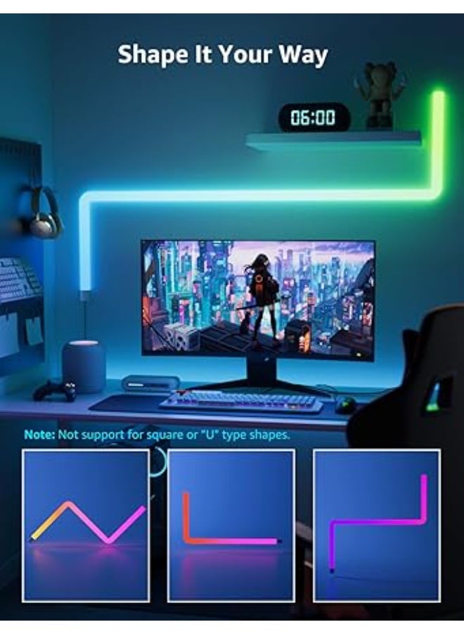 Lepro WL1 AI Smart Wall Lights, Music Sync RGB light Bar, Voice Control, Personalized AI Lighting Designer, for Home Decor, Gaming Light, Work with Alexa, Google Assistant,6 Pcs with 4 Corners - Image 5