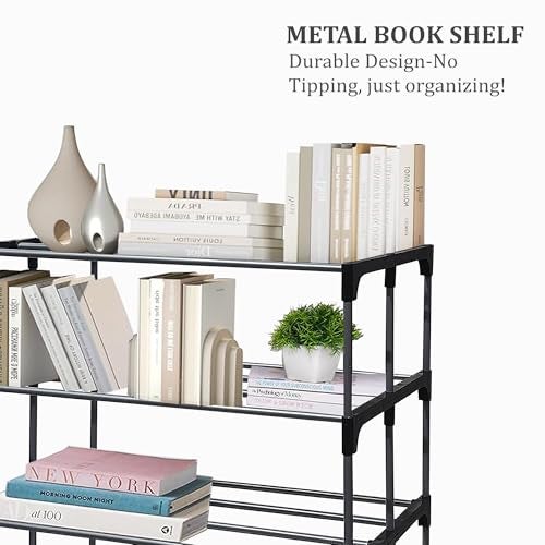ROBMOB 6 Tier Metal Book Shelf Tall Narrow Storage Rack for Kids and Adults Modern Bookshelf Unit for Nursery, School, Home, and Office, Floor Mount Open - Image 5