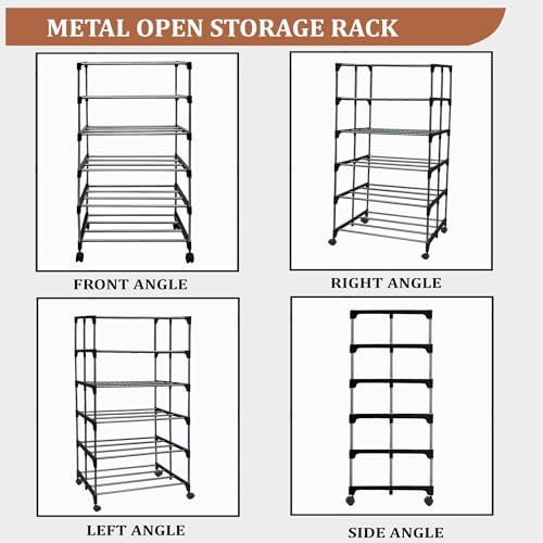 ROBMOB 6 Tier Metal Book Shelf Tall Narrow Storage Rack for Kids and Adults Modern Bookshelf Unit for Nursery, School, Home, and Office, Floor Mount Open - Image 4