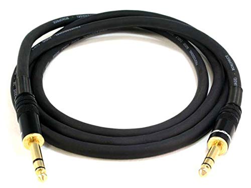 Monoprice 14Inch TRS Male to Male Cable 6 Feet Black 16AWG Gold Plated Premier Series - Image 1