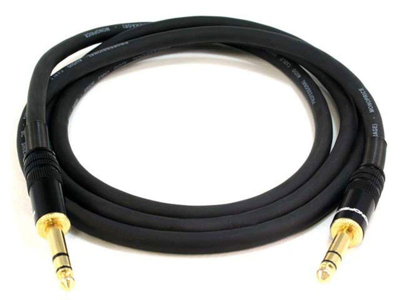 Monoprice 14Inch TRS Male to Male Cable 6 Feet Black 16AWG Gold Plated Premier Series - Image 2