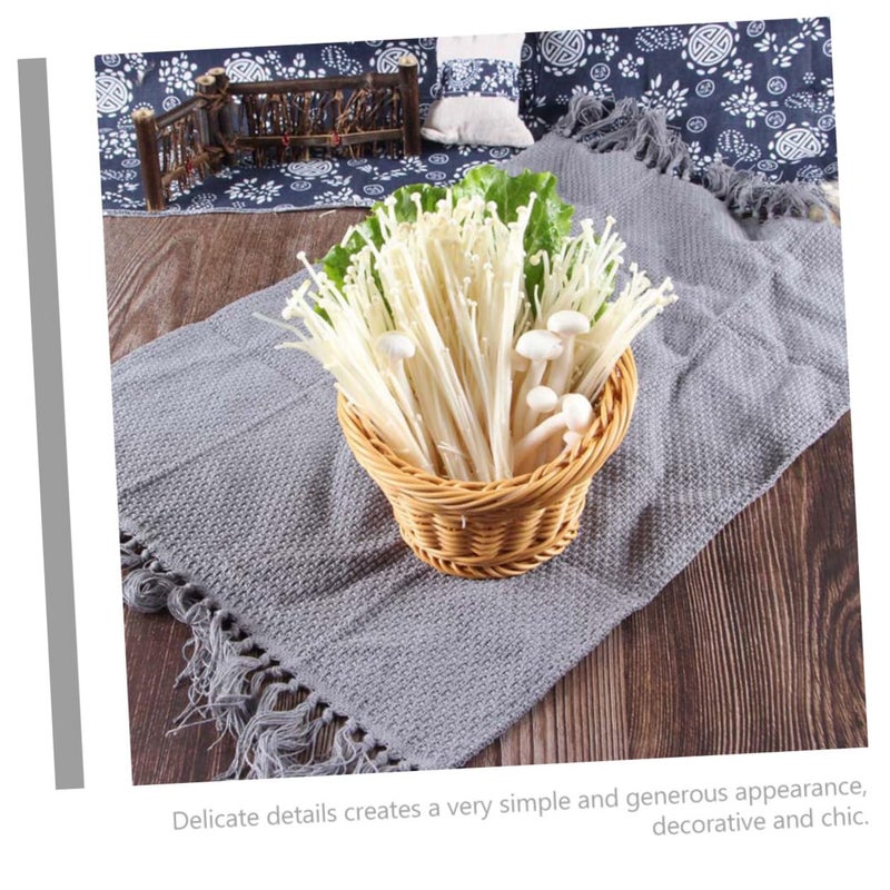Handwoven Rattan Basket For Fruits Vegetables Kitchen Storage Tray Desktop Holder - Image 4